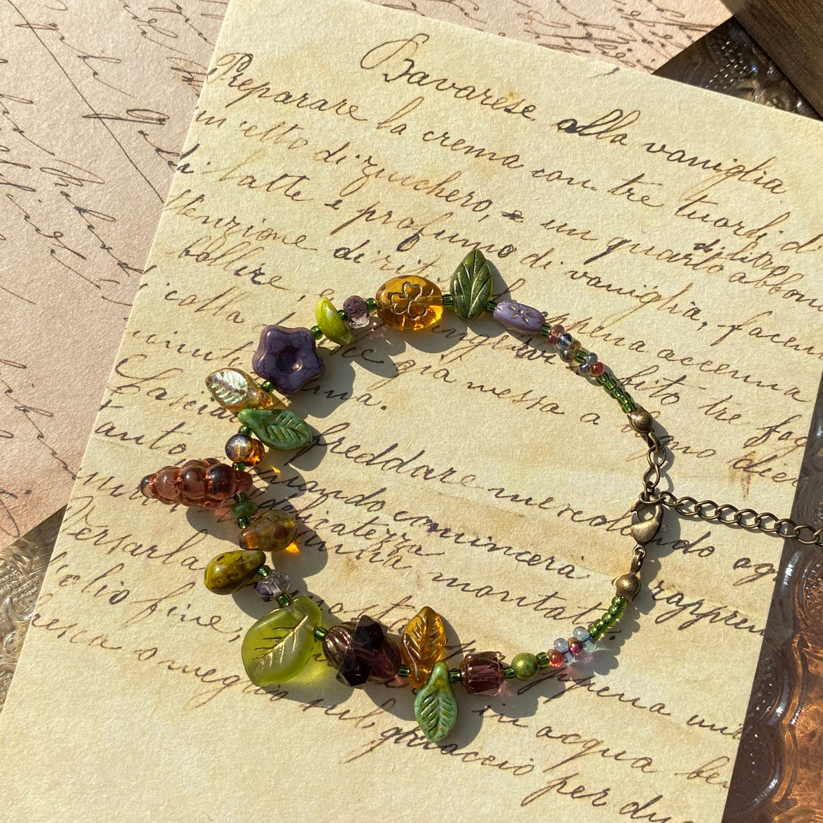 Forest Amber Leaf Bracelet